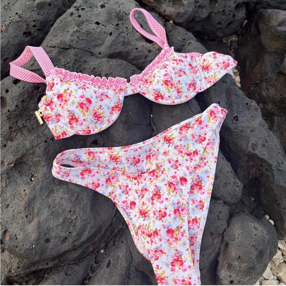 Strawberry Milk Mob Floral Pink Bikini